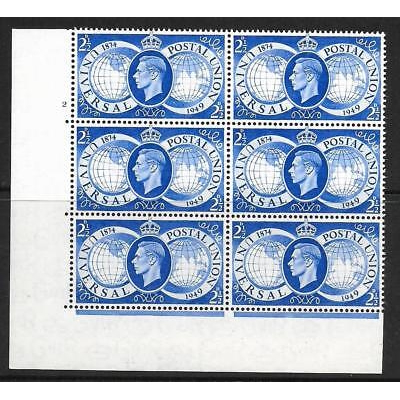 Sg 499 1949 UPU Cylinder 2 No Dot perf type 5(E I) UNMOUNTED MINT MNH