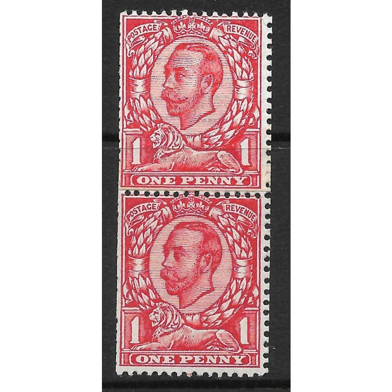 Sg 341 N11 1d Scarlet Downey Head Coil Join MOUNTED MINT to top stamp