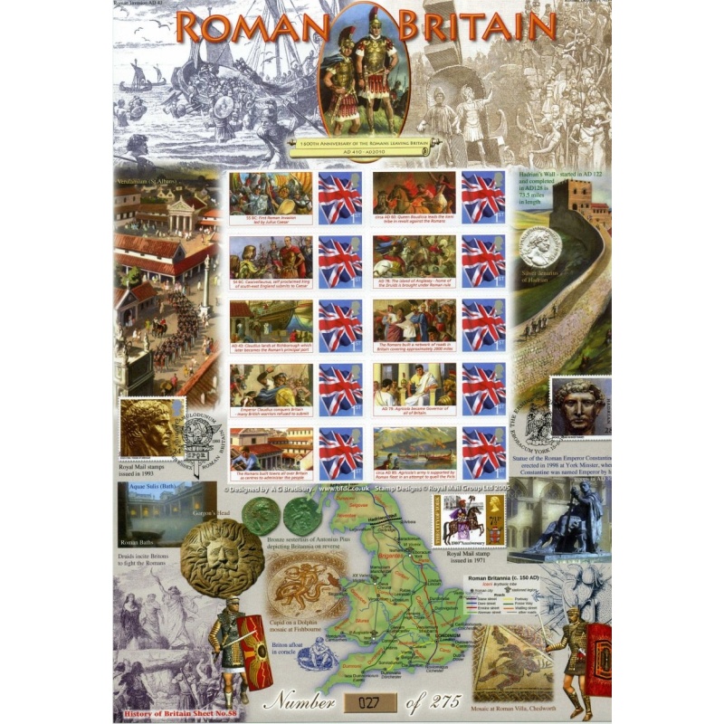 History of britain 58  2010 BC-298 Roman Britain sheet UNMOUNTED MINT