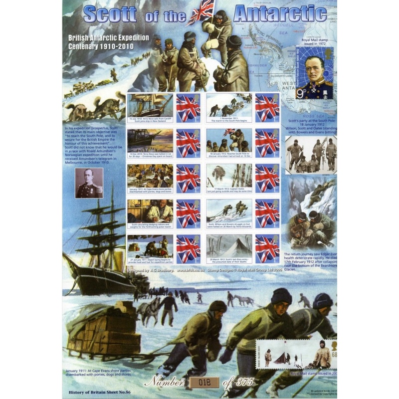 History of britain 56 2010 BC-284 Scott of the antactic no. 228  sheet U M