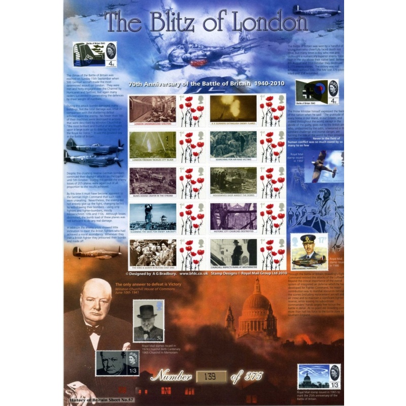 History of britain 57 2010 BC-291 The blitz of London  sheet UNMOUNTED MINT