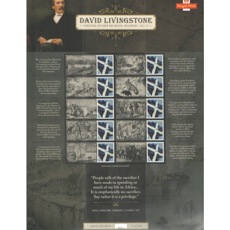 CS-21 2013 David Livingstone No. 1465 smiler sheet UNMOUNTED MINT