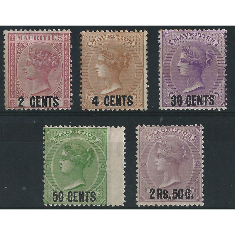 Mauritius Sg 91 + - 1878 Part set to 2r 50c MM