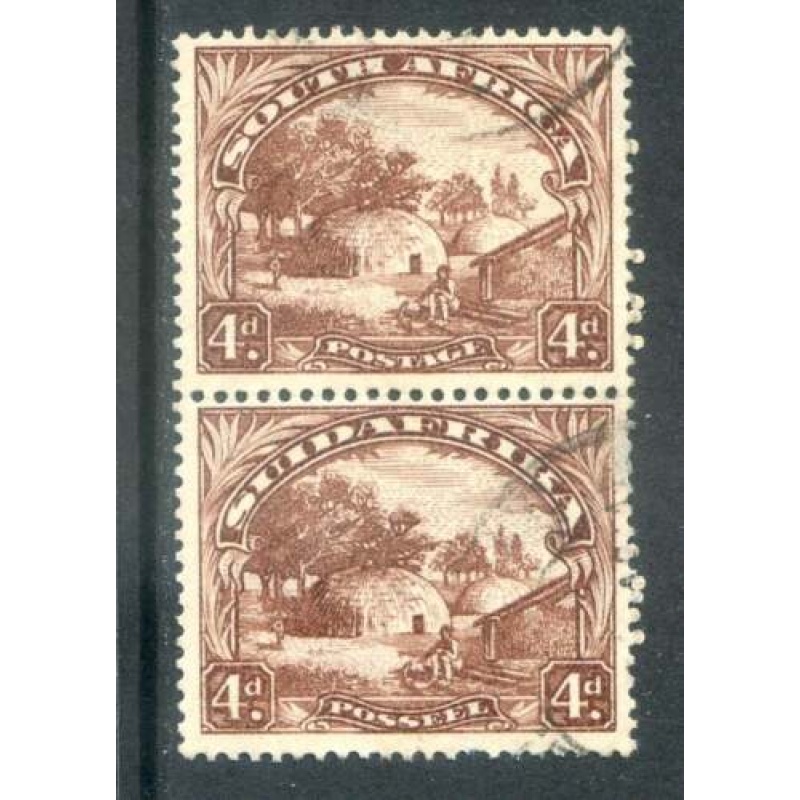 Union of South Africa 4d Brown SG35bc Fine Used Pair Vertical Pair