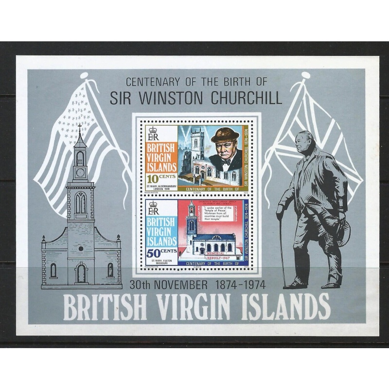 British Virgin Islands - Sg MS324- Birth Centenary of Sir Winston Churchill MNH