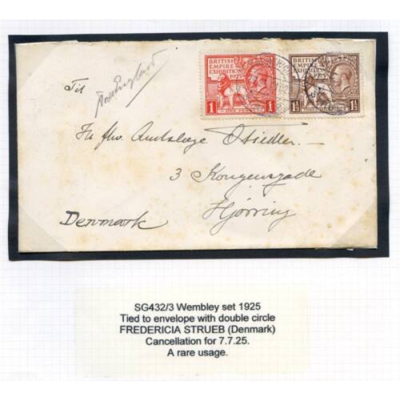 KGV 1925 BEE Set on Cover to Denmark Frederica Strueb Cancel