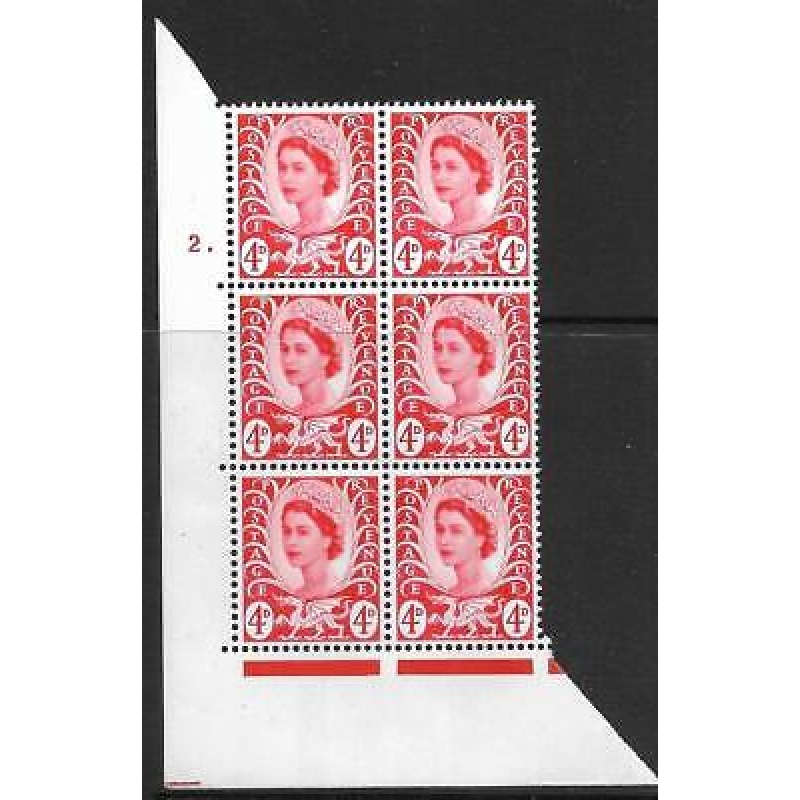 Sg XW9 4d Wales 1CB Cyl 2 Dot perf A(E I) UNMOUNTED MINT