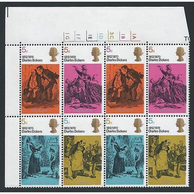 1970 Literary Anniversaries 5d No Dot Cylinder Block - MNH