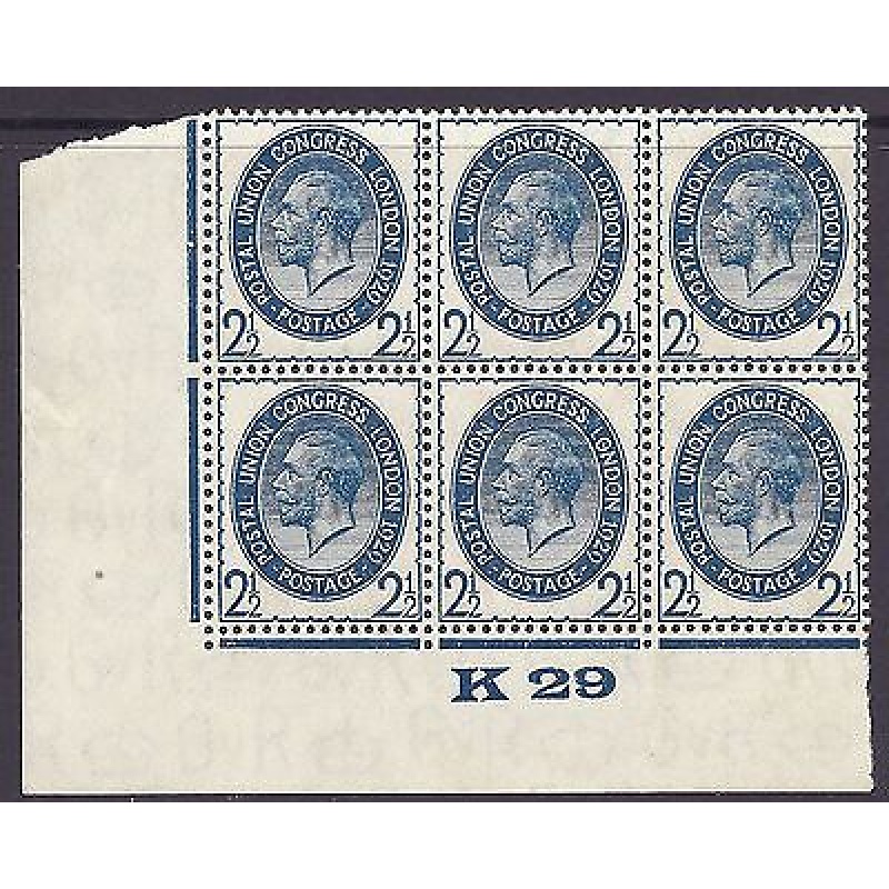 1929 4 values of PUC Control K 29 Blocks of 6 - All MOUNTED MINT Margin only