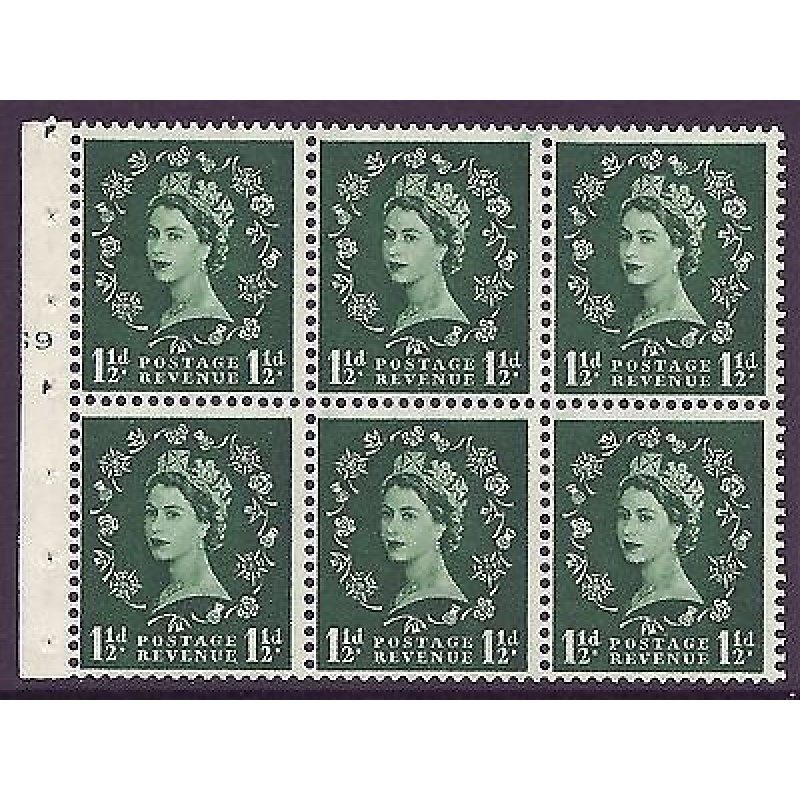 SB62 Unlisted Variety Wilding booklet pane cylinder G9T No Dot UNMOUNTED MNT MNH