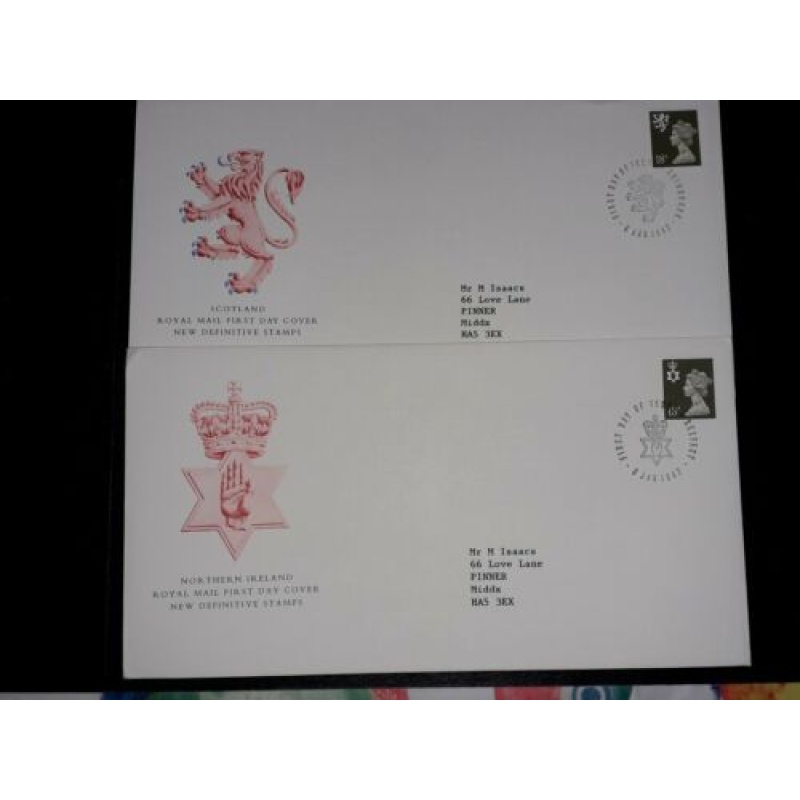 GB FDC 1988 NORTHERN IRELAND WALES SCOTLAND NEW DEFINITIVE VALUE 18P 3 FDC