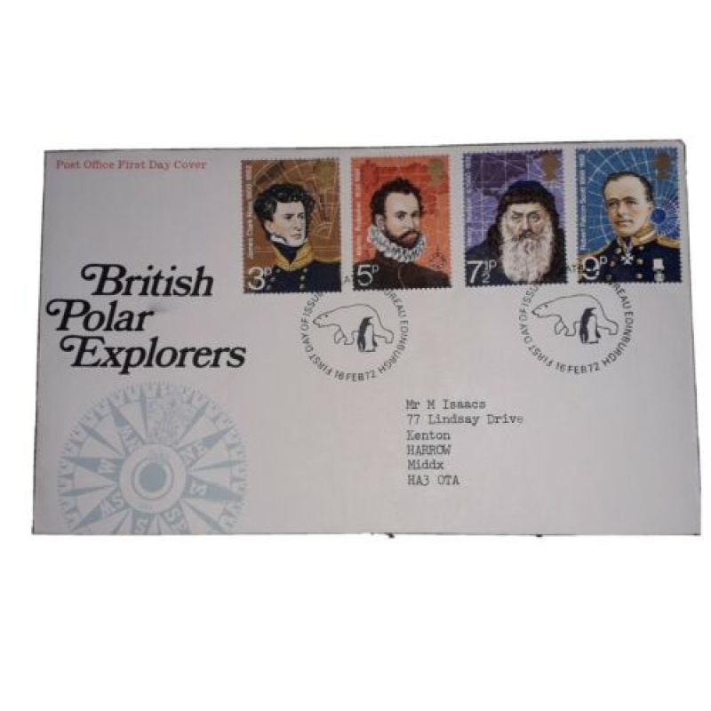 GB FDC 1972 BRITISH POLAR EXPLORERS  EDINBURGH POSTMARKS