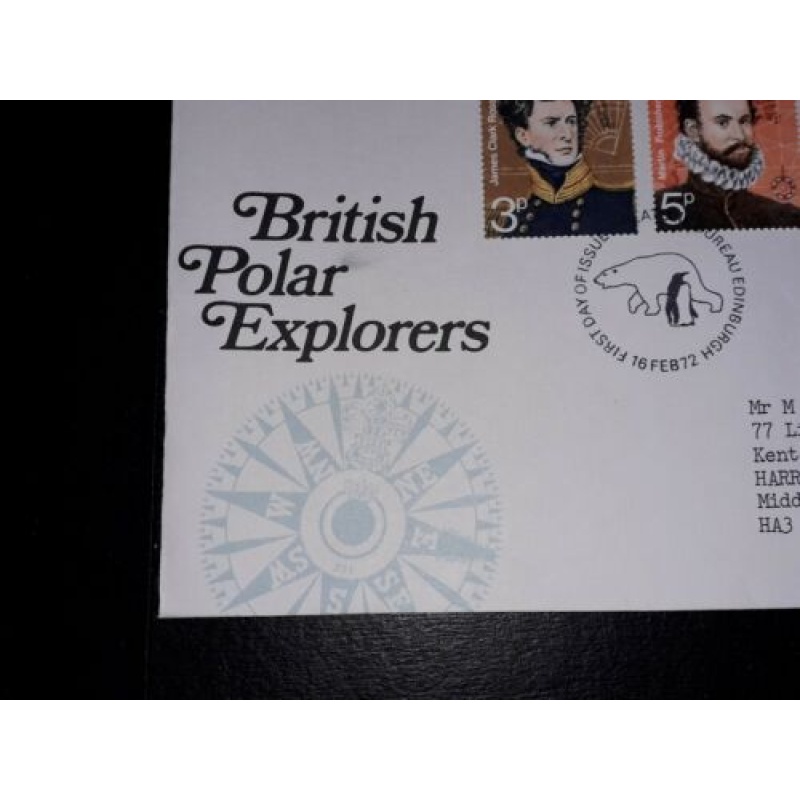 GB FDC 1972 BRITISH POLAR EXPLORERS  EDINBURGH POSTMARKS