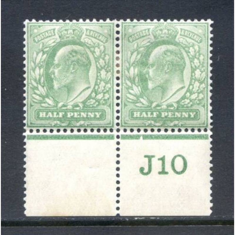 KEV11 1 2d Pale Green J10 (P) Control Pair mounted Mint