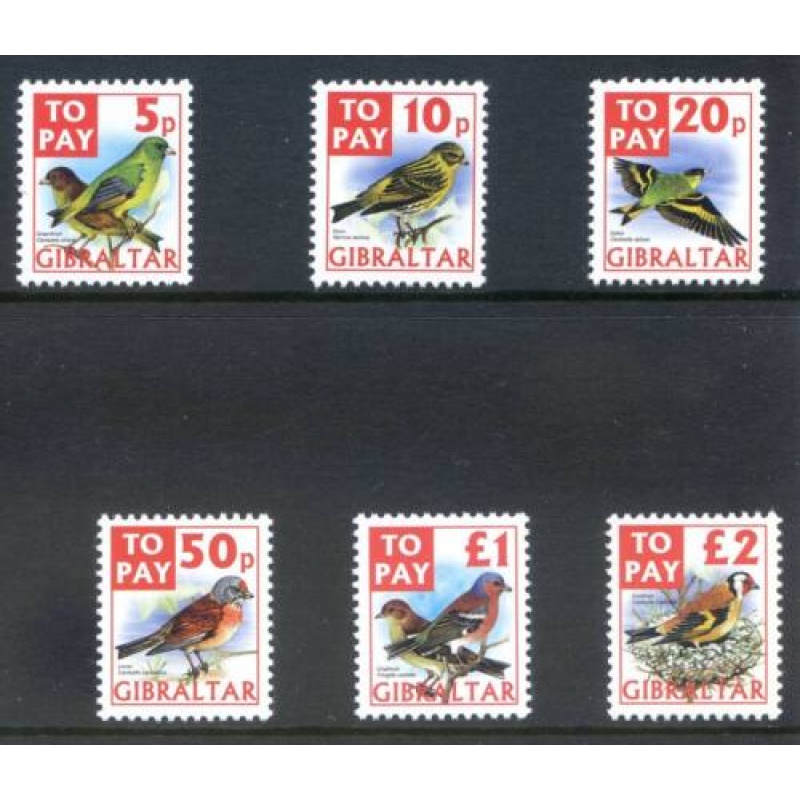 2002 Gibraltar Finches to Pay Set Unmounted Mint