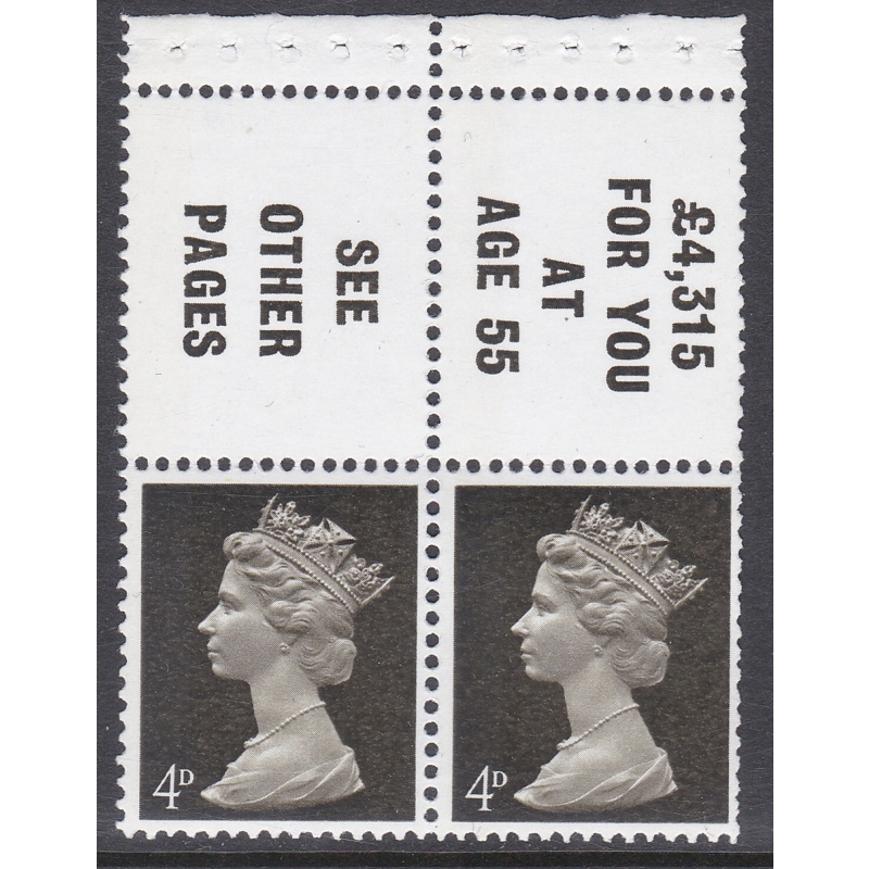 UB13 Pre-decimal Machin Booklet Pane Perf AP 1 Narrow Left Band - UNMOUNTED MINT