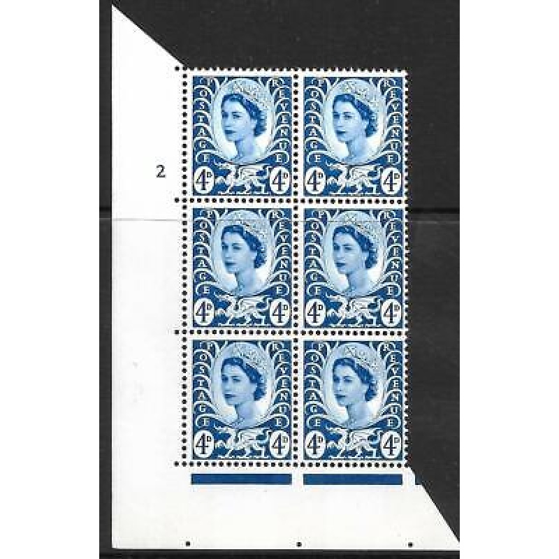 Sg XW7d 4d Wales 2 x 9.5mm Cyl 2 No Dot perf A(E I) UNMOUNTED MINT