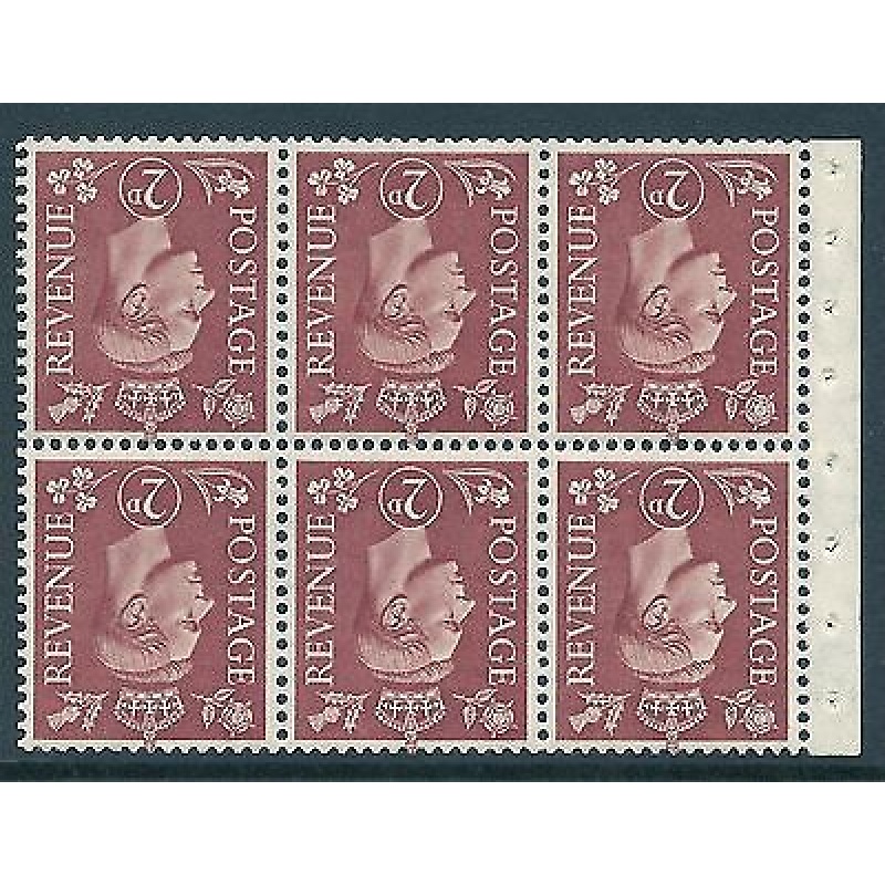 QB31a perf type I - 2d Pale Red Brown Booklet pane wmk inverted UNMOUNTED MINT