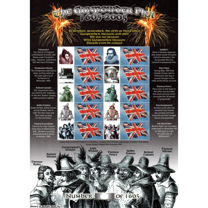 BC-76 2005 History of Britain 2 The Gunpowder Plot No. 1234 of 1605 sheet U M