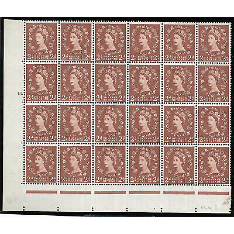 S38g 2d Wilding Edward cyl 13 Dot - block with variety retouch UNMOUNTED MINT