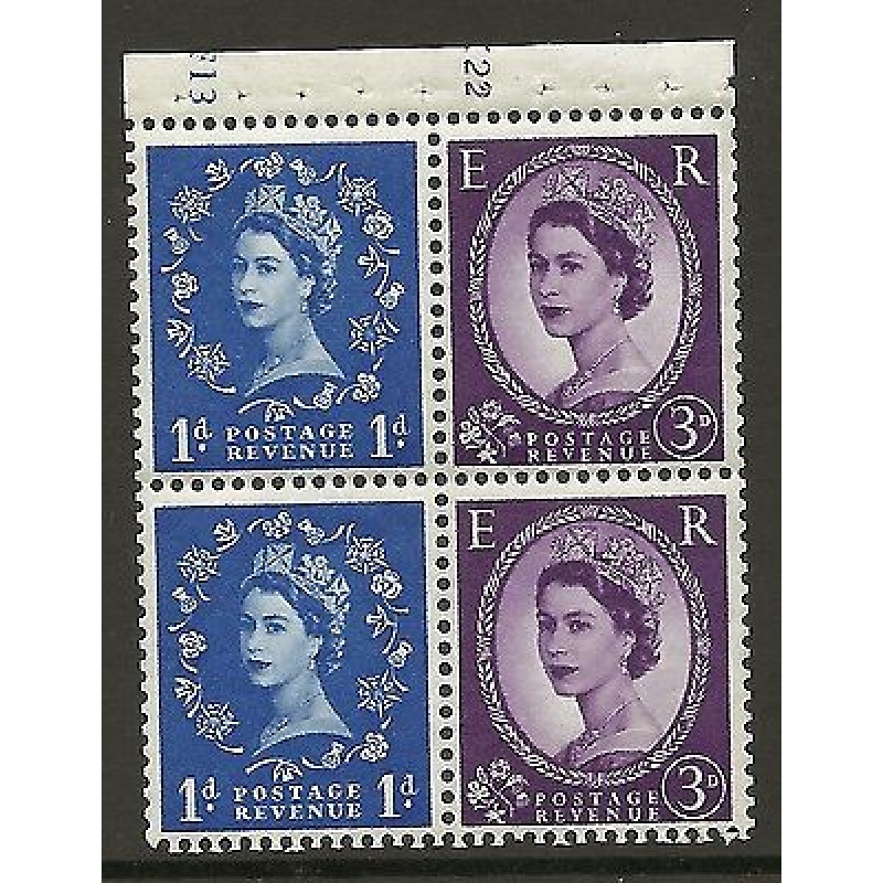 SB35 Wilding booklet pane Crown Left Cyl F13K22 perf type I UNMOUNTED MNT MNH