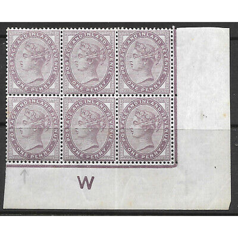 Sg 172 1d lilac control W imperf block of 6 UNMOUNTED MINT MNH