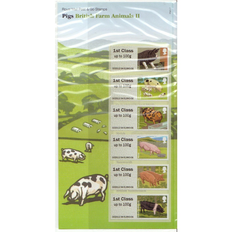 2012 Pigs British Farm Animals II (2) post  Go PG 7 UNMOUNTED MINT