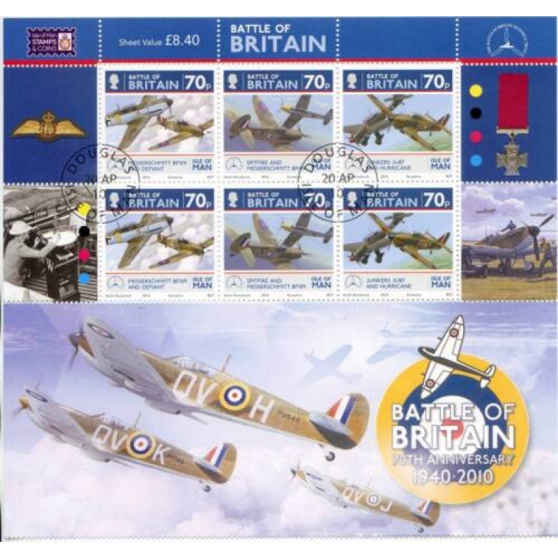 Isle Of Man 2010 Battle of Britain Sheet Used