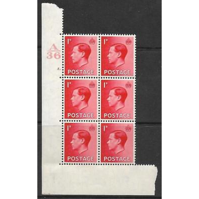 1d Edward VIII A36 Cylinder Block - 5 Dot UNMOUNTED MINT