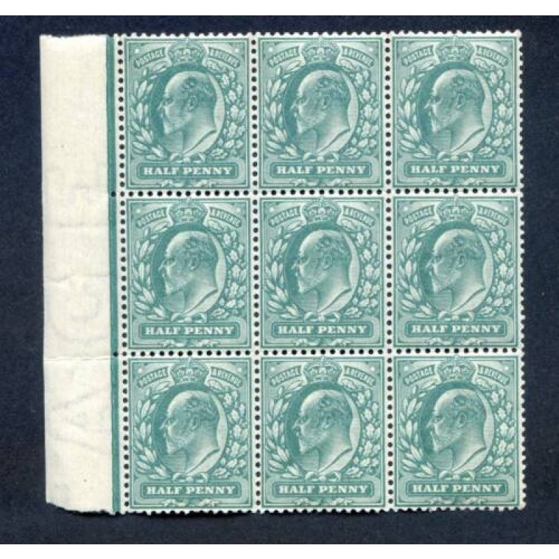 KEV11 1 2d Deep Dull Green SG269 Unmounted Mint Marginal Block 9