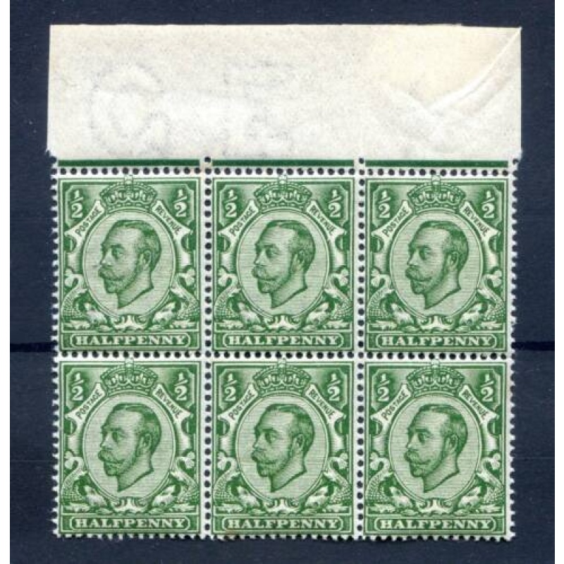 KGV 1 2d Deep Green SG338 Unmounted Mint Marginal Block 6