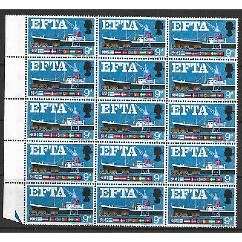 Sg 715pg 1967 EFTA 9d (phos) - Listed Quay Flaw - UNMOUNTED MINT