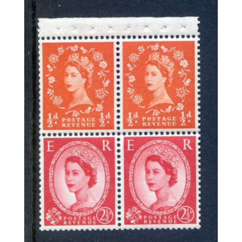 QE2  1 2d  2 1 2d Booklet Pane SGSB13 Unmounted Mint