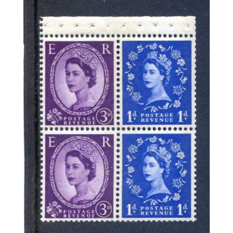 QE2 3d  1d Booklet Pane SGSB37 Lightly Mounted Mint