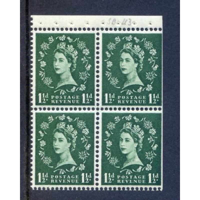 QE2 1 1 2d Booklet Pane SGSB63 Unmounted Mint