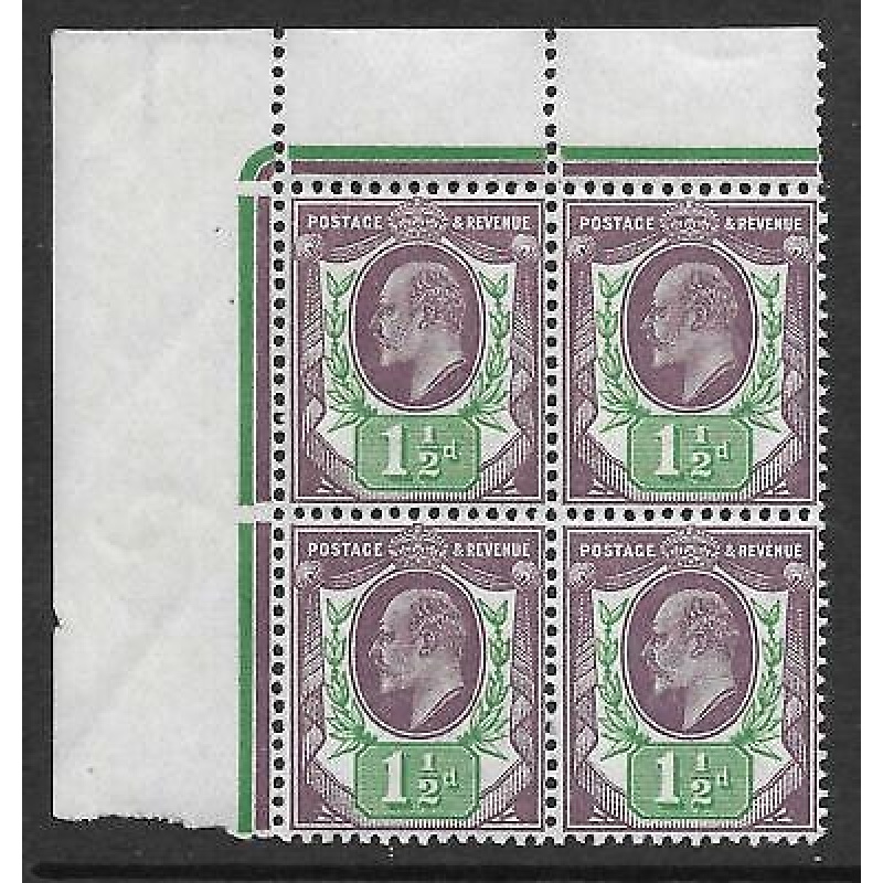 Sg289 Spec M10(7) 1d Slate Purple  Green(f) corner 4 Somerset House UNMOUNTED