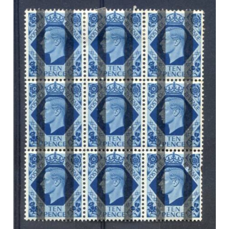 KGV1 10d Turqoise Blue Block 9 with Training Bars Mounted Mint