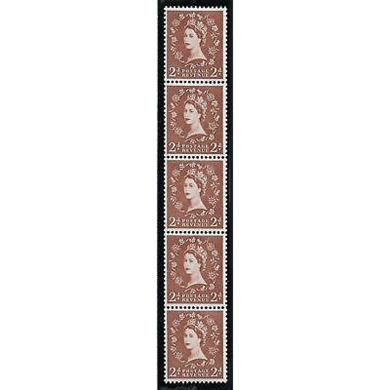 S49 2d Vertical Wilding Violet 9.5mm coil strip UNMOUNTED MINT  MNH