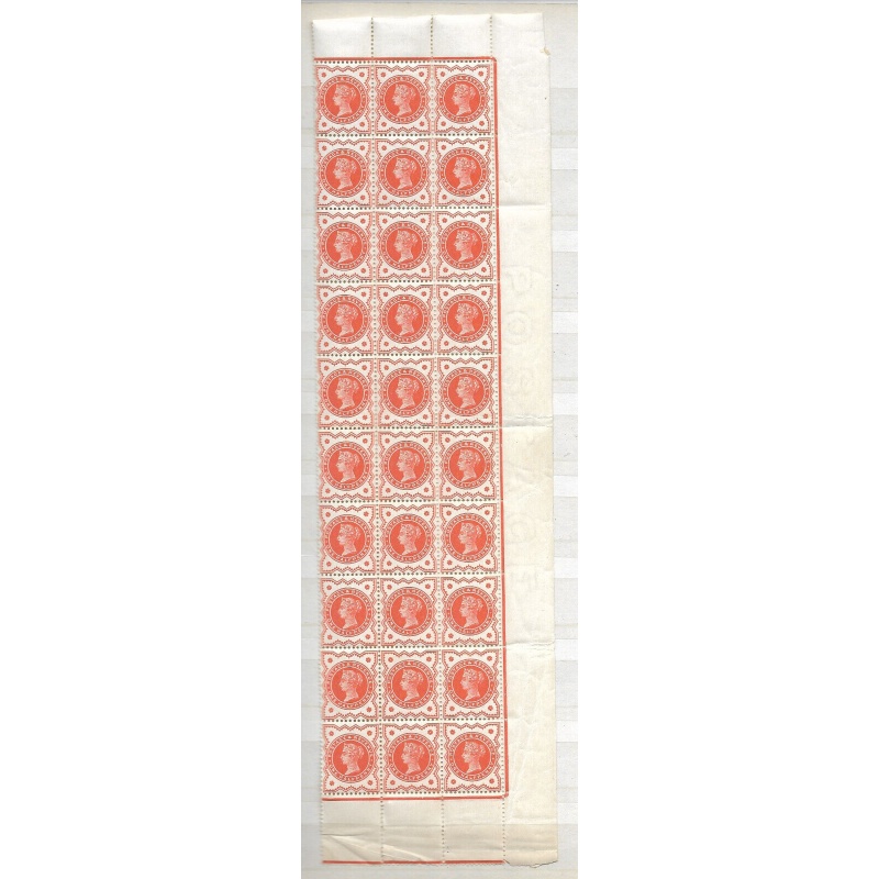 d Vermilion - large block of 30 stamps UNMOUNTED MINT