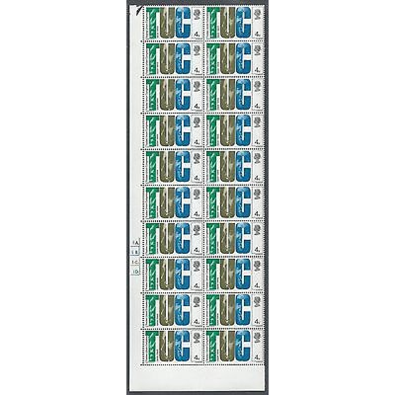 1968 British Anniversaries 4d Dot Cylinder Block of 20 - MNH