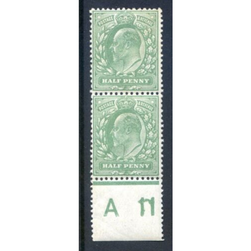 KEV11 1 2d Pale Green A17(P) Unmounted Mint Control Pair