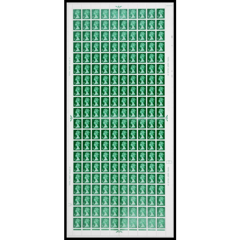 X850 2p Decimal Machin Full Sheet Cylinder 13 Dot UNMOUNTED MINT MNH