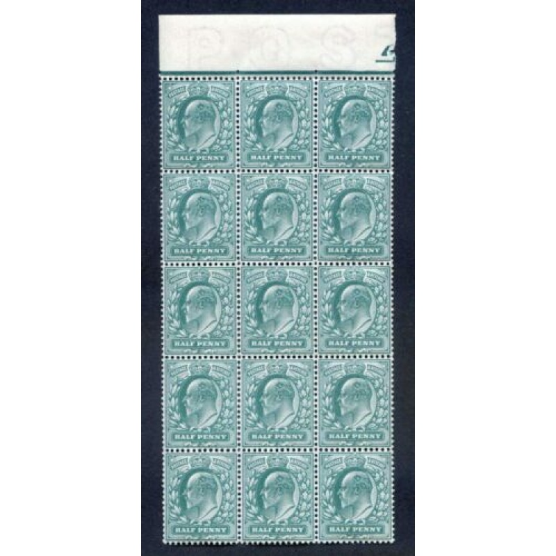 KEV11 1 2d Blue Green SG216 Unmounted Mint Marginal Block 15