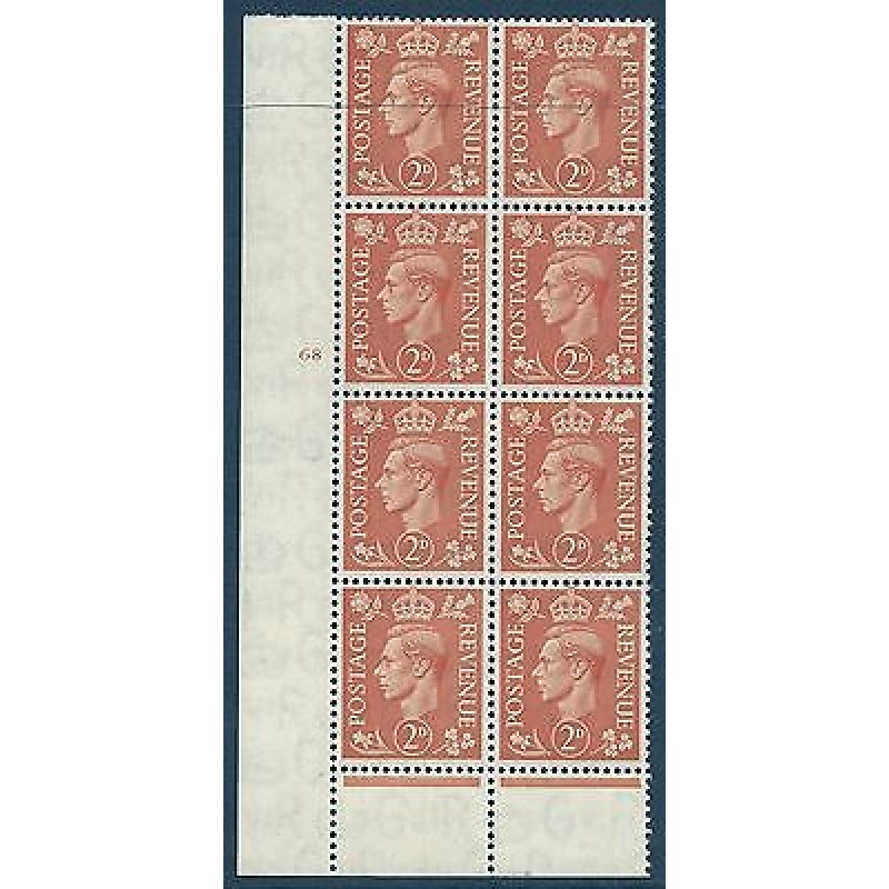 2d Pale orange 68 NO Dot cylinder block perf 6(I P) UNMOUNTED MINT MNH