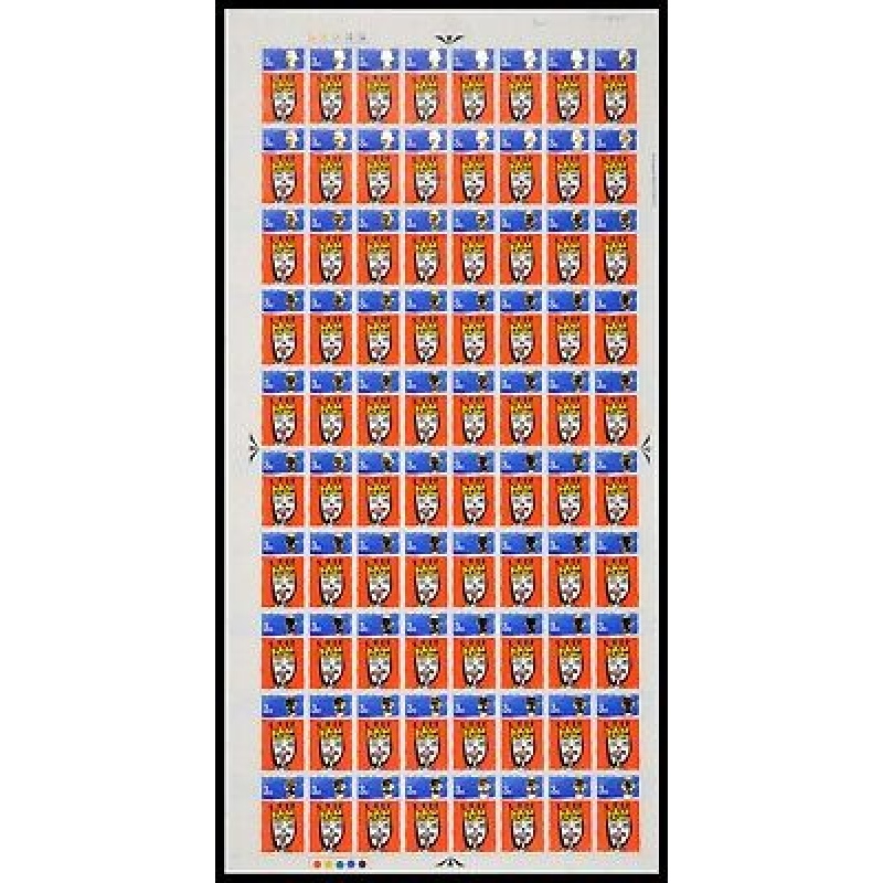 1966 Xmas (PHOS) 3d Dot Complete Sheet 1A3B1C1D1E With flaws Unmounted Mint