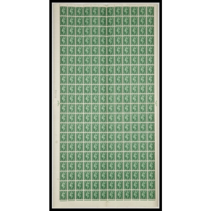 Sg 505 1d Green Complete Sheet Cyl 192 No Dot w  flaw UNMOUNTED MINT