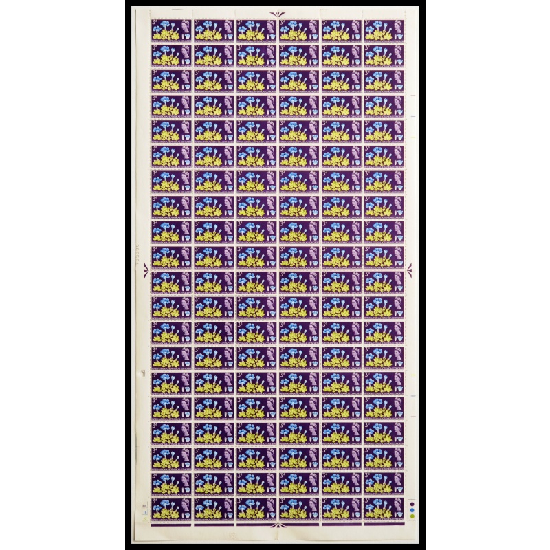 1964 10th IBC Spring Gentian 3d No dot full sheet w  unlisted var unmounted mint