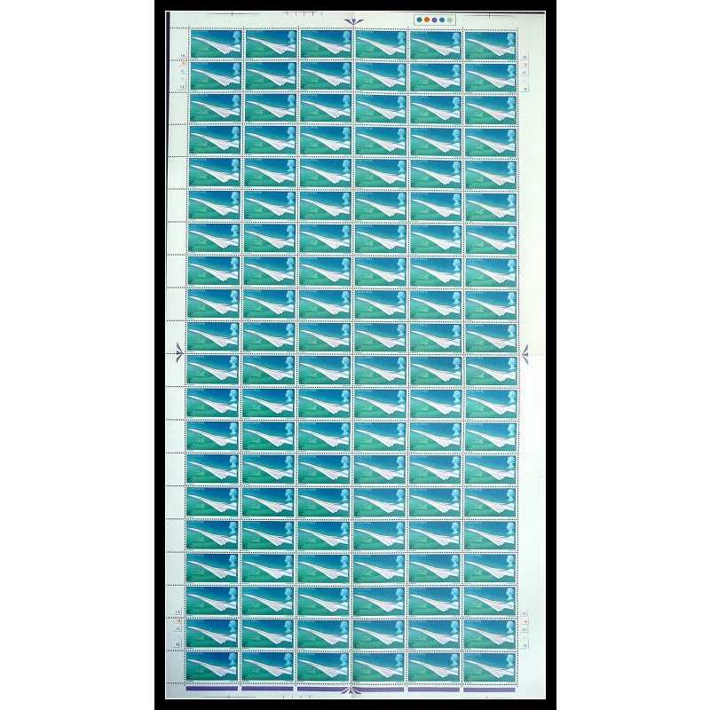 1969 Concorde 4d Complete Sheet No Dot With Listed Flaw UNMOUNTED MINT MNH