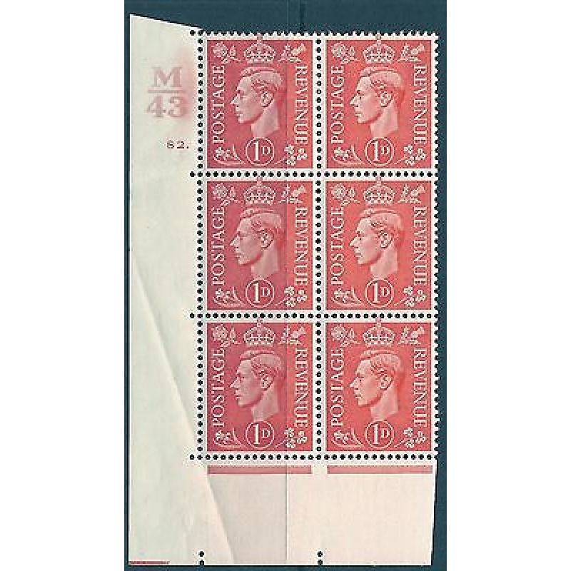 1d Pale scarlet M43 82 Dot cylinder block UNMOUNTED MINT