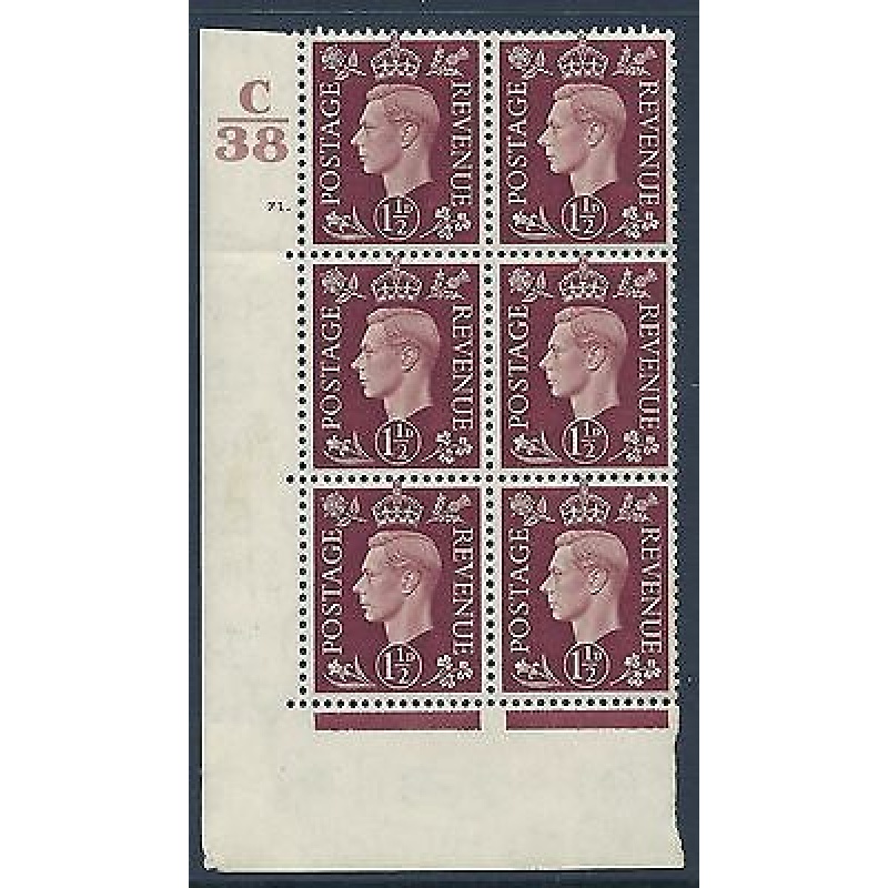 1937 1d Brown Dark colours C38 71 Dot perf 5(E I) block 6 UNMOUNTED MINT MNH